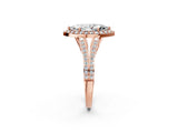 Rose gold Marquise Halo Split Shank Pave Diamond Ring with Four-Prong Setting_47