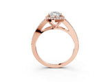 Rose gold Marquise Halo Split Shank Pave Diamond Ring with Four-Prong Setting_48