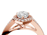 Rose gold Marquise Halo Split Shank Pave Diamond Ring with Four-Prong Setting_49