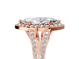 Rose gold Marquise Halo Split Shank Pave Diamond Ring with Four-Prong Setting_50