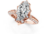 Rose gold Marquise Halo Split Shank Pave Diamond Ring with Petal Prong Setting_21