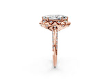Rose gold Marquise Halo Split Shank Pave Diamond Ring with Petal Prong Setting_22