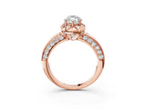 Rose gold Marquise Halo Split Shank Pave Diamond Ring with Petal Prong Setting_23