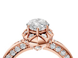 Rose gold Marquise Halo Split Shank Pave Diamond Ring with Petal Prong Setting_24