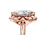 Rose gold Marquise Halo Split Shank Pave Diamond Ring with Petal Prong Setting_25