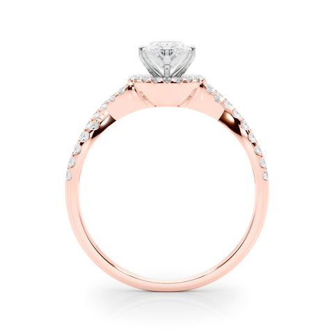 Rose gold Marquise Halo Twist Band Solitaire Prong Setting Ring 2