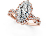 Rose gold Marquise Halo Twist Band Solitaire Ring with Six-Prong Setting_33