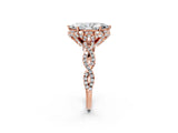 Rose gold Marquise Halo Twist Band Solitaire Ring with Six-Prong Setting_34
