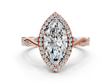 Rose gold Marquise Halo Twist Band Solitaire Ring_19