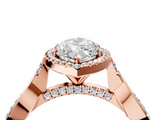 Rose gold Marquise Halo Twist Band Solitaire Ring_23