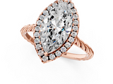 Rose gold Marquise Halo Twisted Band Four-Prong Diamond Ring_21