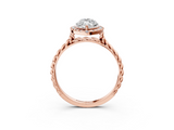 Rose gold Marquise Halo Twisted Band Four-Prong Diamond Ring_23