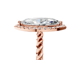 Rose gold Marquise Halo Twisted Band Four-Prong Diamond Ring_25