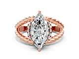 Rose gold Marquise Halo Twisted Band Four-Prong Ring_38