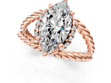 Rose gold Marquise Halo Twisted Band Four-Prong Ring_39