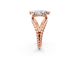 Rose gold Marquise Halo Twisted Band Four-Prong Ring_40