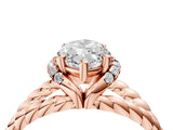Rose gold Marquise Halo Twisted Band Four-Prong Ring_42