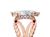 Rose gold Marquise Halo Twisted Band Four-Prong Ring_43