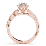 Rose gold Marquise Halo Twisted Band Prong Setting Ring 2