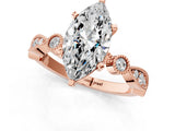 Rose gold Marquise Milgrain Bezel Diamond Engagement Ring with Solitaire Prong Setting_193