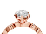 Rose gold Marquise Milgrain Bezel Diamond Engagement Ring with Solitaire Prong Setting_196