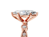 Rose gold Marquise Milgrain Bezel Diamond Engagement Ring with Solitaire Prong Setting_197