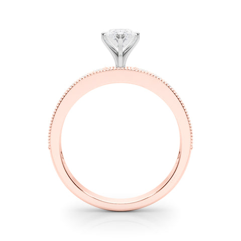 Rose gold Marquise Milgrain Pave Diamond Engagement Ring with Four-Prong Setting 2