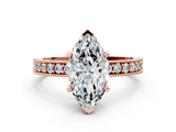 Rose gold Marquise Milgrain Pave Diamond Engagement Ring with Four-Prong Setting_176