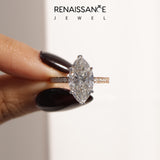 Rose gold Marquise Milgrain Pave Diamond Engagement Ring with Four-Prong Setting_199