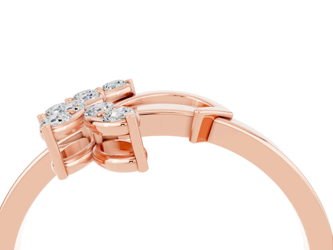 Rose gold Marquise Moissanite Cluster Bypass Ring with Prong Setting_10