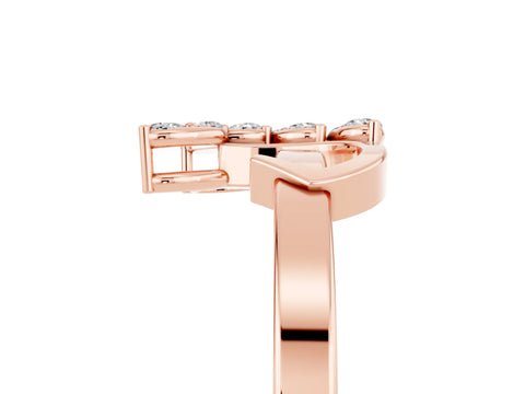 Rose gold Marquise Moissanite Cluster Bypass Ring with Prong Setting_11