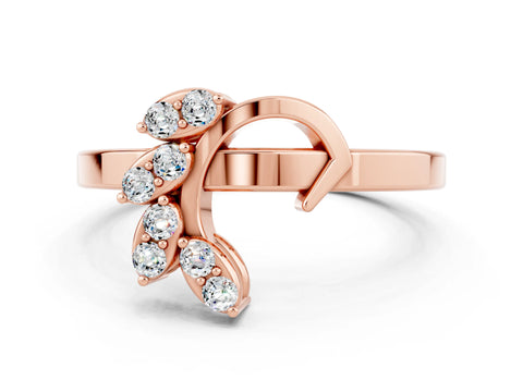 Rose gold Marquise Moissanite Cluster Bypass Ring with Prong Setting_6