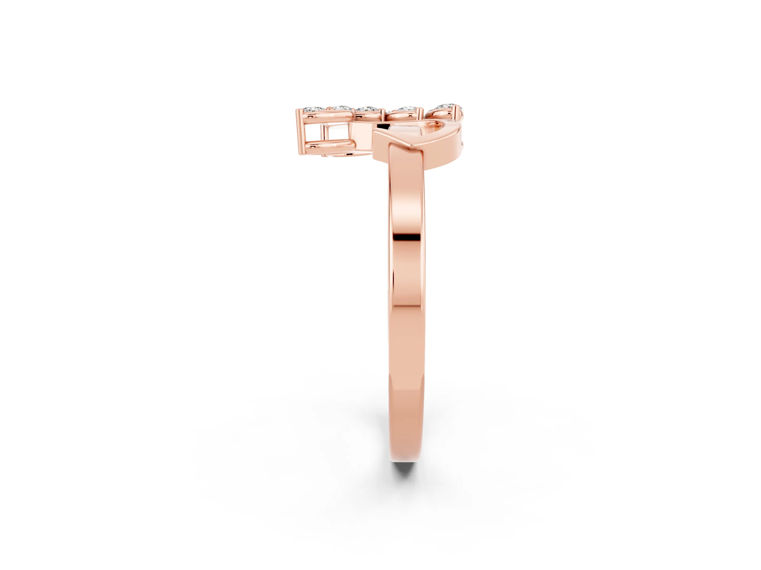 Rose gold Marquise Moissanite Cluster Bypass Ring with Prong Setting_8