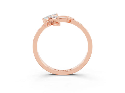 Rose gold Marquise Moissanite Cluster Bypass Ring with Prong Setting_9