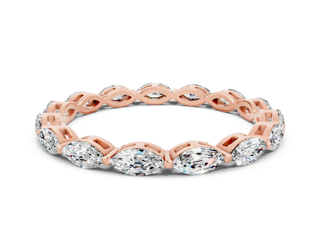 Rose gold Marquise Moissanite Eternity Band with U-Prong Setting_12