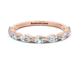 Rose gold Marquise Moissanite Half Eternity Band with Prong Setting_26