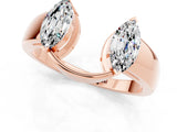Rose gold Marquise Moissanite Open Band Ring with Tension Setting_7