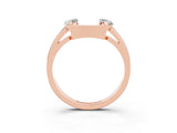 Rose gold Marquise Moissanite Open Band Ring with Tension Setting_9