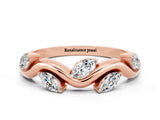 Rose gold Marquise Moissanite Twisted Band with Prong Setting_6