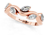 Rose gold Marquise Moissanite Twisted Band with Prong Setting_7