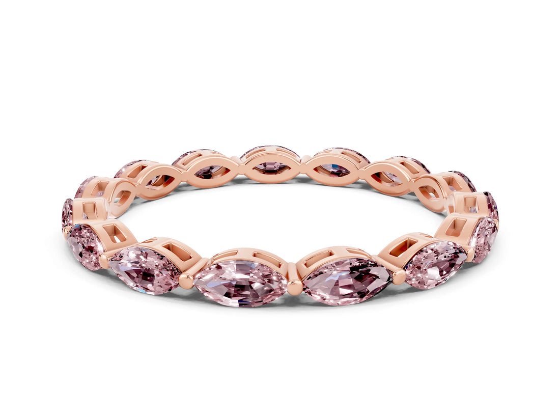 Rose gold Marquise Morganite Eternity Band with U-Prong Setting_12