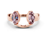 Rose gold Marquise Morganite Open Band Ring with Tension Setting_6
