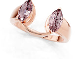 Rose gold Marquise Morganite Open Band Ring with Tension Setting_7