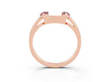 Rose gold Marquise Morganite Open Band Ring with Tension Setting_9