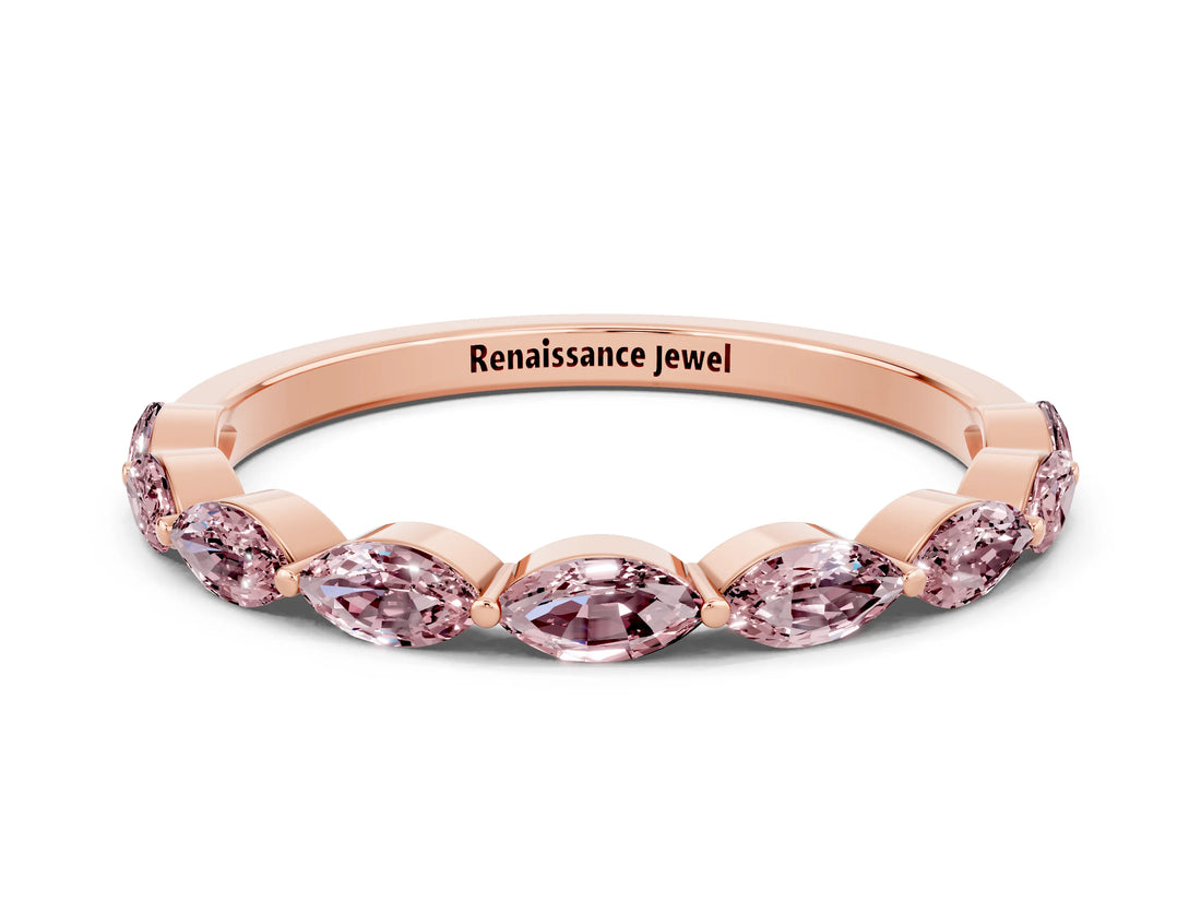 Rose gold Marquise Morganite Prong Set Half-Eternity Band_6