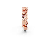 Rose gold Marquise Morganite Vine Eternity Band with Bezel Setting_8