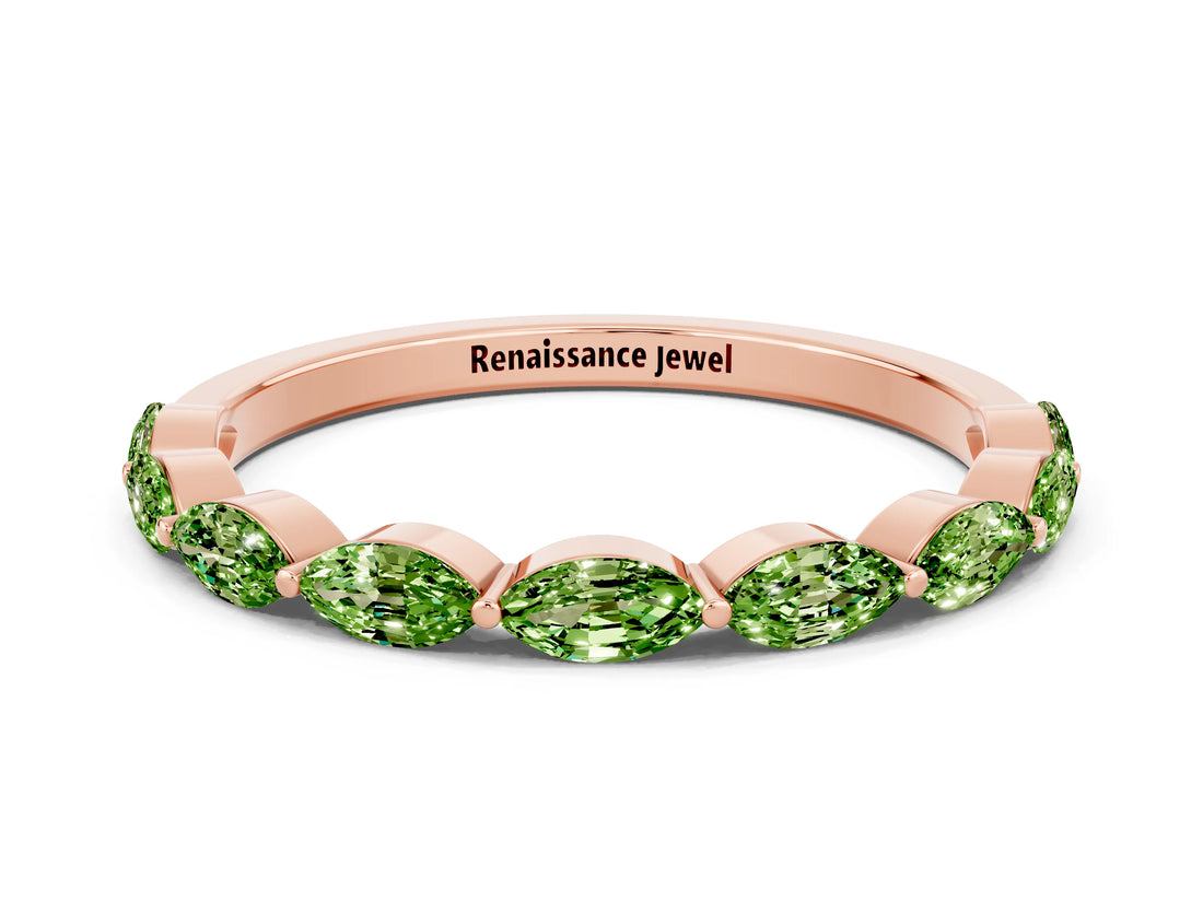 Rose gold Marquise Peridot Prong Set Half-Eternity Band_6