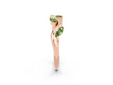 Rose gold Marquise Peridot Twisted Band with Prong Setting_8