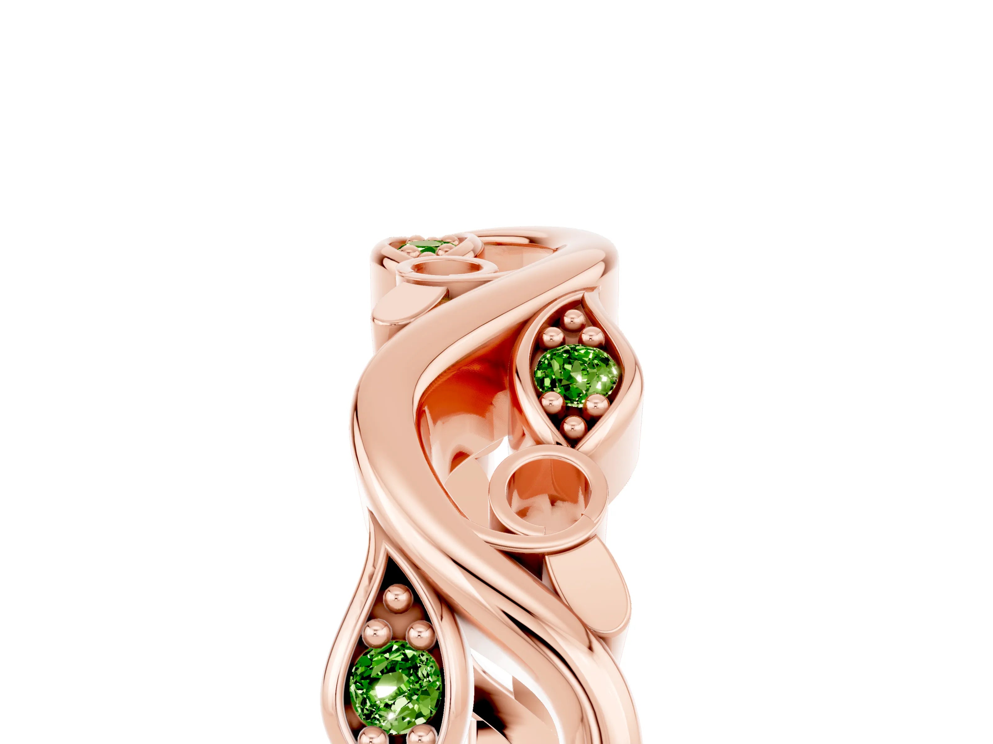 Rose gold Marquise Peridot Vine Eternity Band with Bezel Setting_11