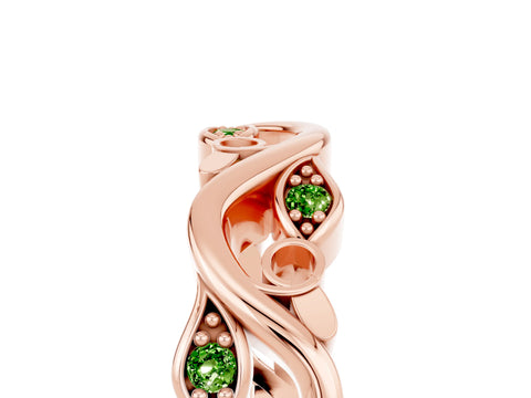Rose gold Marquise Peridot Vine Eternity Band with Bezel Setting_11